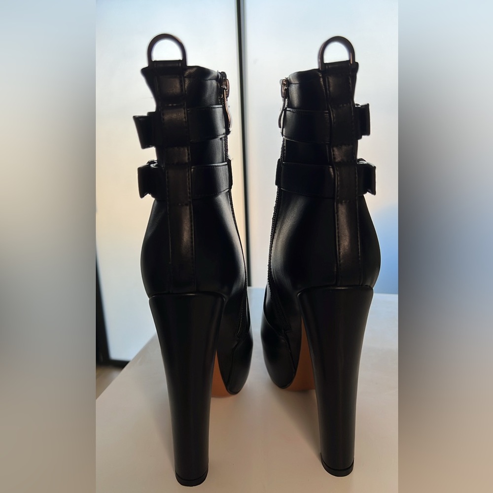 Black Leather Platform Booties - image 3